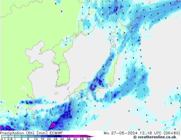 Z500/Rain (+SLP)/Z850 ECMWF pon. 27.05.2024 18 UTC