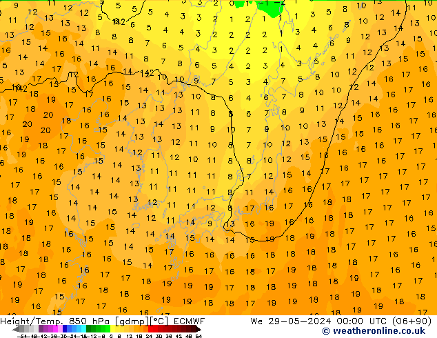 Z500/Rain (+SLP)/Z850 ECMWF mié 29.05.2024 00 UTC