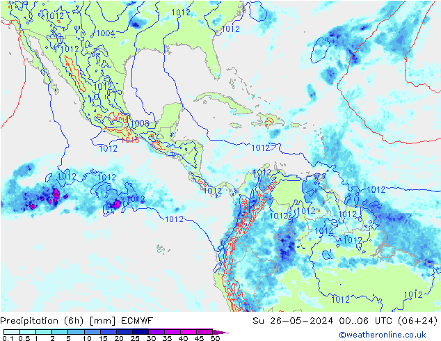 Z500/Rain (+SLP)/Z850 ECMWF Вс 26.05.2024 06 UTC