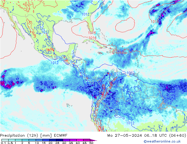 Precipitación (12h) ECMWF lun 27.05.2024 18 UTC