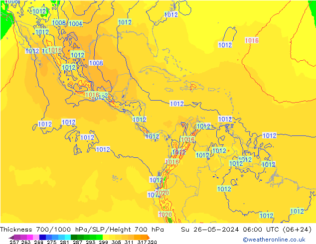 Thck 700-1000 hPa ECMWF Su 26.05.2024 06 UTC