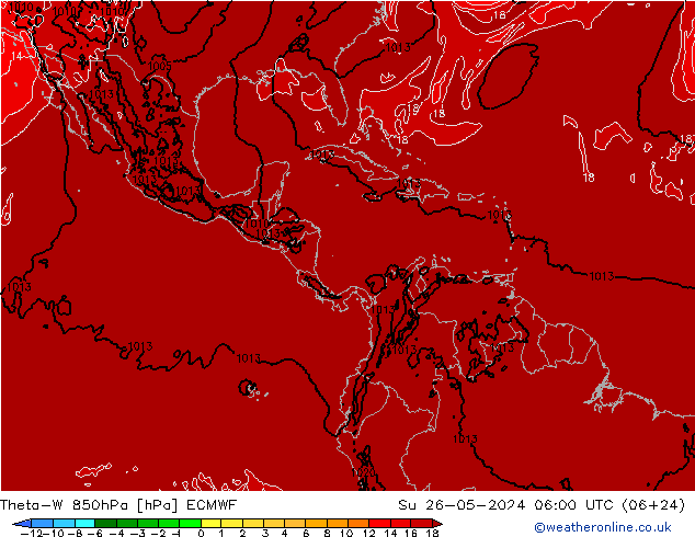 Theta-W 850hPa ECMWF dom 26.05.2024 06 UTC