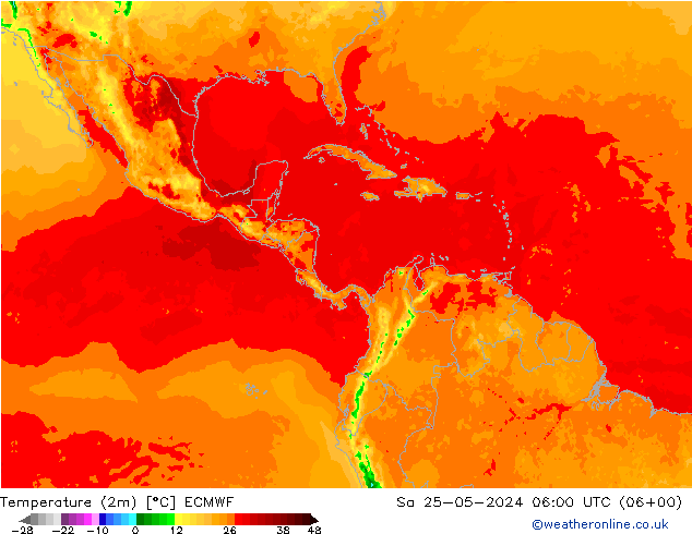 Sıcaklık Haritası (2m) ECMWF Cts 25.05.2024 06 UTC