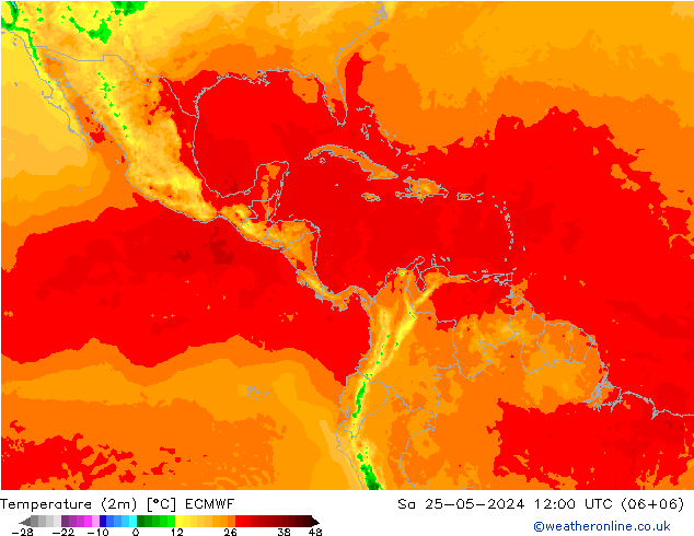 Temperatura (2m) ECMWF Sáb 25.05.2024 12 UTC