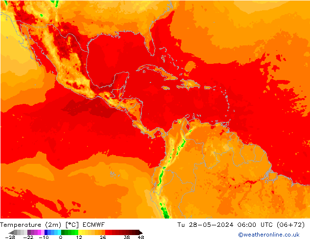 Temperatura (2m) ECMWF mar 28.05.2024 06 UTC