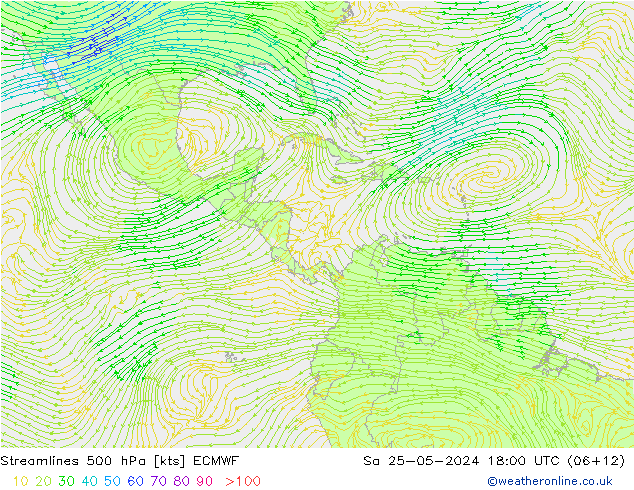 Streamlines 500 hPa ECMWF Sa 25.05.2024 18 UTC