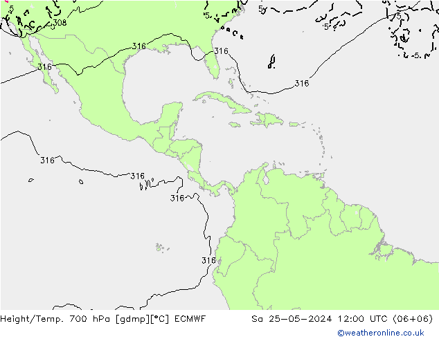 Height/Temp. 700 hPa ECMWF  25.05.2024 12 UTC