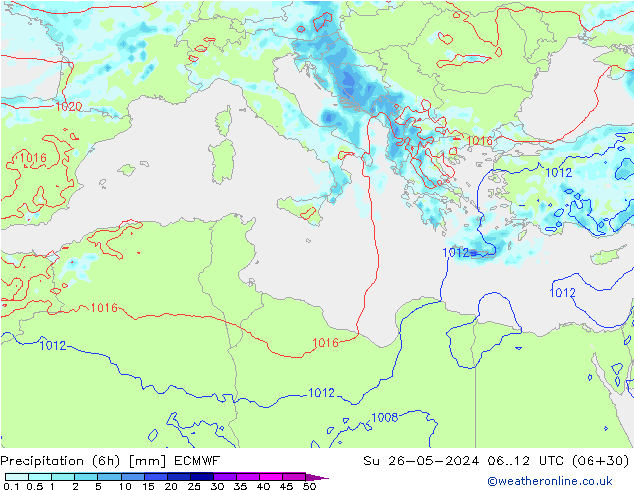 Z500/Rain (+SLP)/Z850 ECMWF Ne 26.05.2024 12 UTC