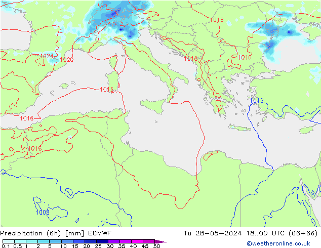 Z500/Rain (+SLP)/Z850 ECMWF Tu 28.05.2024 00 UTC