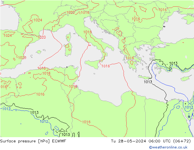 Presión superficial ECMWF mar 28.05.2024 06 UTC