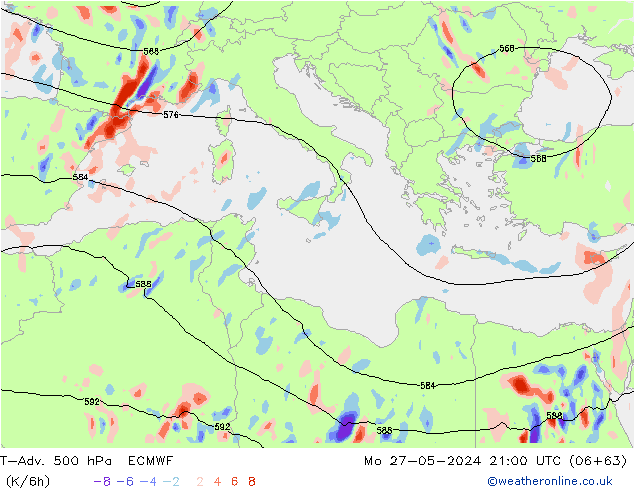 T-Adv. 500 hPa ECMWF  27.05.2024 21 UTC