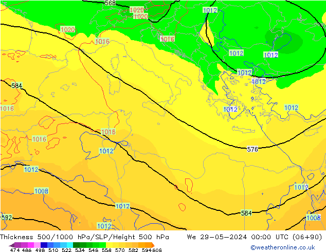 Thck 500-1000hPa ECMWF mer 29.05.2024 00 UTC