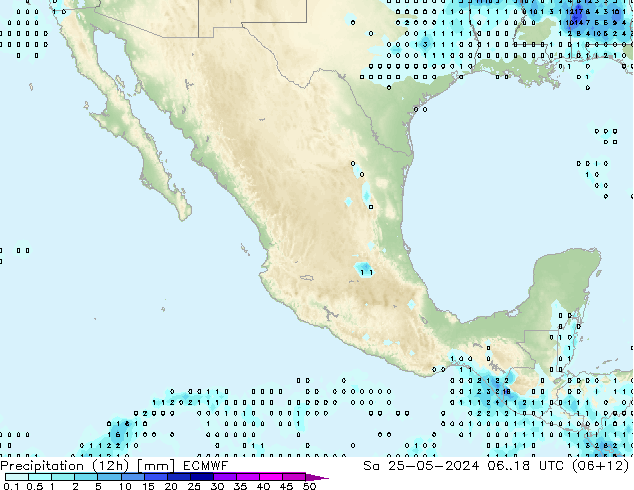 Precipitation (12h) ECMWF Sa 25.05.2024 18 UTC