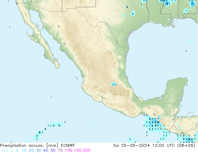 Precipitation accum. ECMWF Sa 25.05.2024 12 UTC