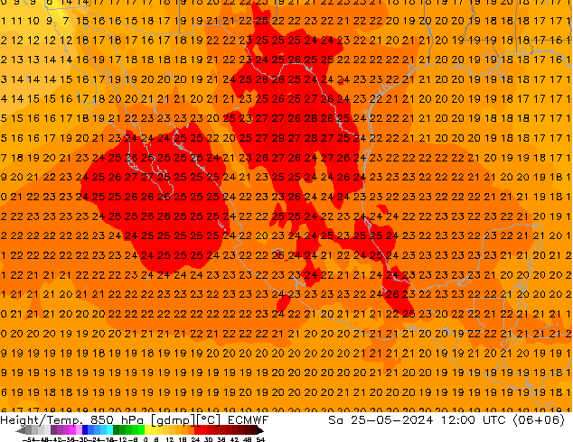 Z500/Rain (+SLP)/Z850 ECMWF sáb 25.05.2024 12 UTC