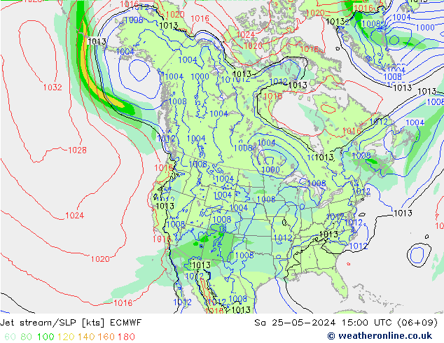 Jet stream/SLP ECMWF Sa 25.05.2024 15 UTC