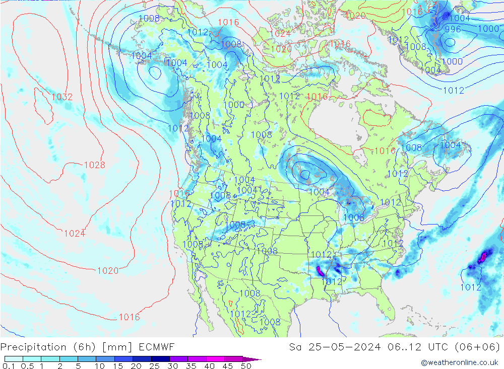 Z500/Rain (+SLP)/Z850 ECMWF сб 25.05.2024 12 UTC