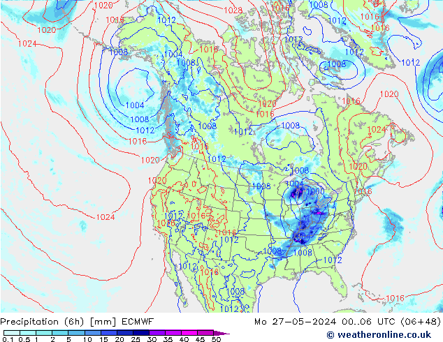 Z500/Rain (+SLP)/Z850 ECMWF lun 27.05.2024 06 UTC