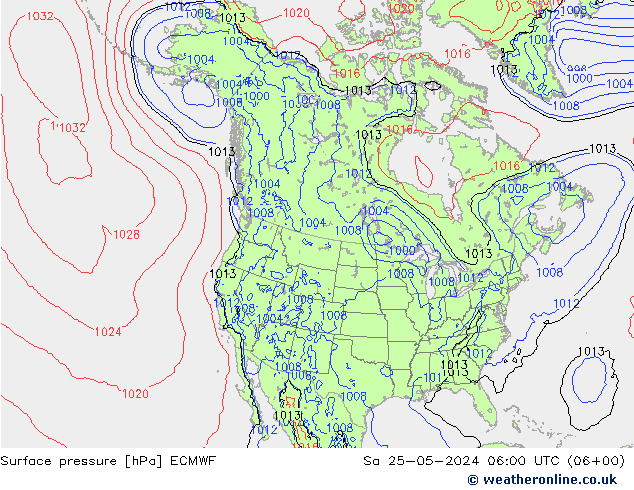 Atmosférický tlak ECMWF So 25.05.2024 06 UTC