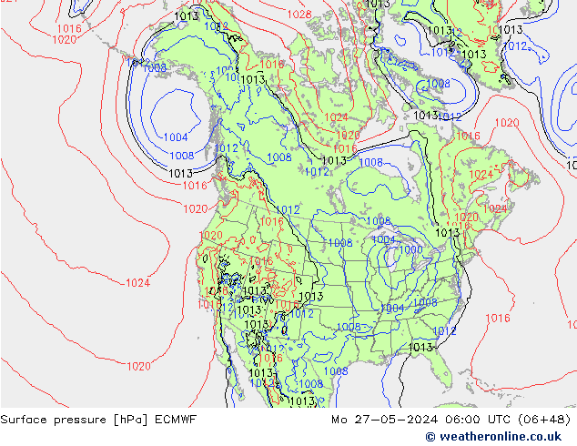 Surface pressure ECMWF Mo 27.05.2024 06 UTC