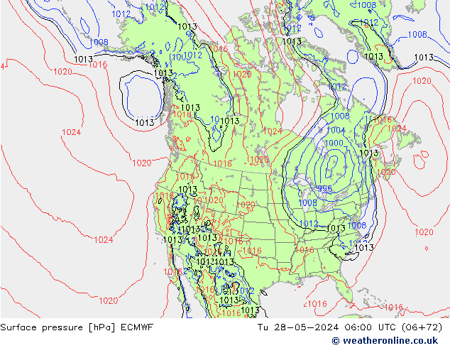 pressão do solo ECMWF Ter 28.05.2024 06 UTC