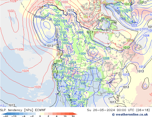 Druktendens (+/-) ECMWF zo 26.05.2024 00 UTC