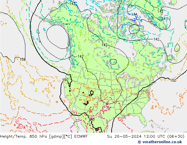 Z500/Rain (+SLP)/Z850 ECMWF nie. 26.05.2024 12 UTC