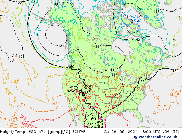 Z500/Rain (+SLP)/Z850 ECMWF dom 26.05.2024 18 UTC