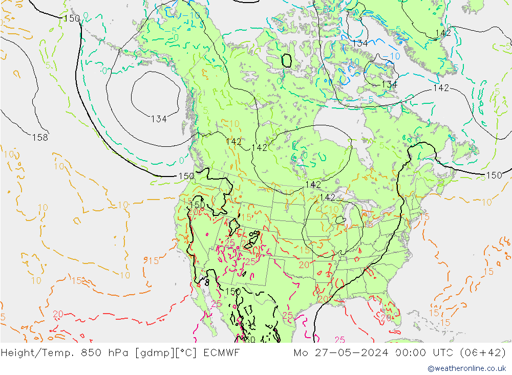 Z500/Rain (+SLP)/Z850 ECMWF Mo 27.05.2024 00 UTC