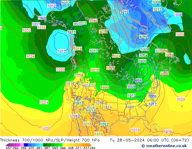 Thck 700-1000 hPa ECMWF mar 28.05.2024 06 UTC