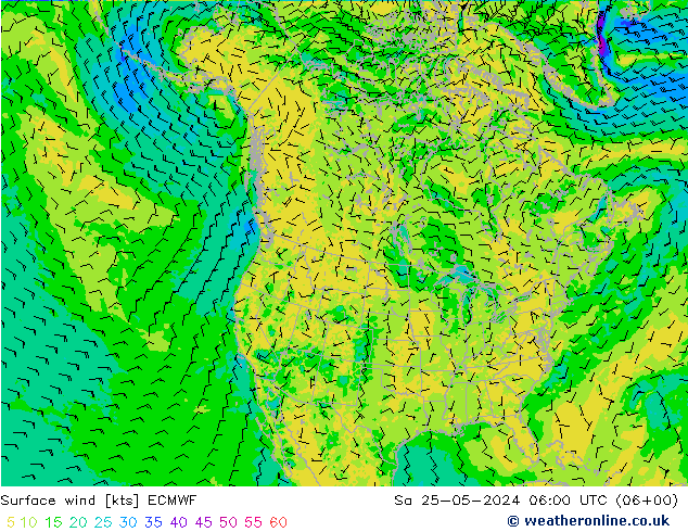 Bodenwind ECMWF Sa 25.05.2024 06 UTC