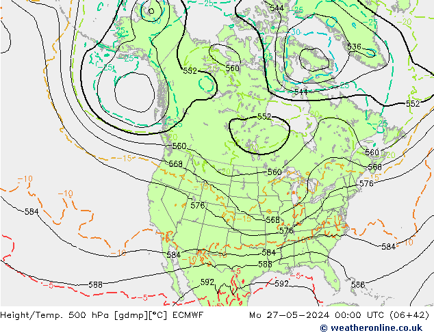 Z500/Regen(+SLP)/Z850 ECMWF ma 27.05.2024 00 UTC