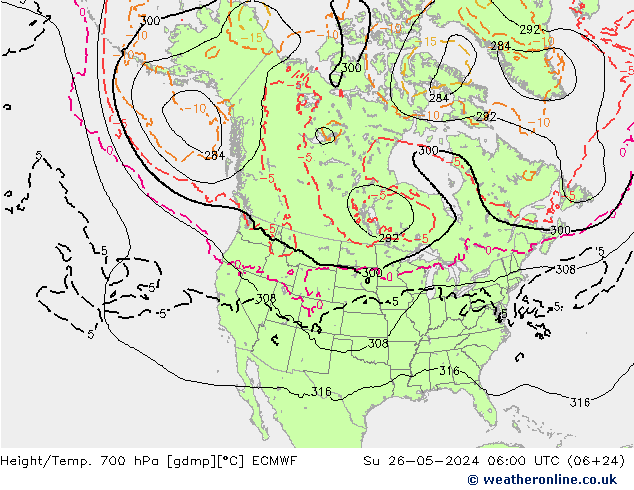 Géop./Temp. 700 hPa ECMWF dim 26.05.2024 06 UTC