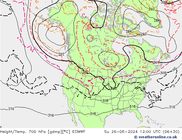 Height/Temp. 700 hPa ECMWF Su 26.05.2024 12 UTC