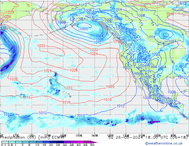 Z500/Rain (+SLP)/Z850 ECMWF dom 26.05.2024 00 UTC