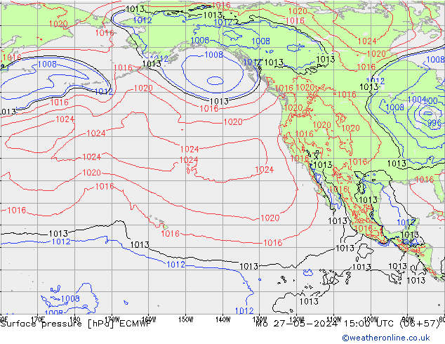 Pressione al suolo ECMWF lun 27.05.2024 15 UTC