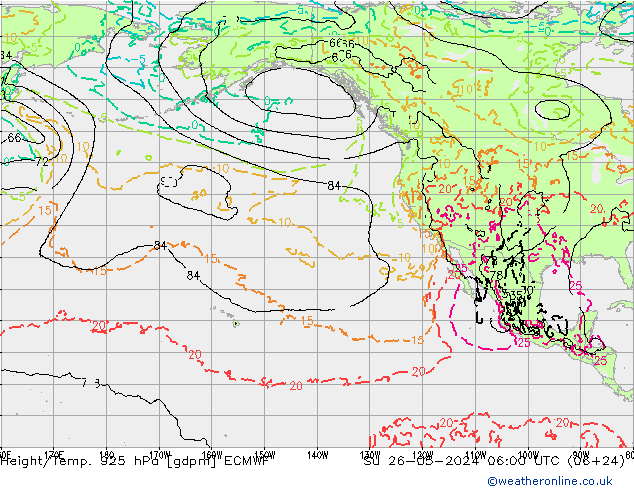 Height/Temp. 925 hPa ECMWF Ne 26.05.2024 06 UTC