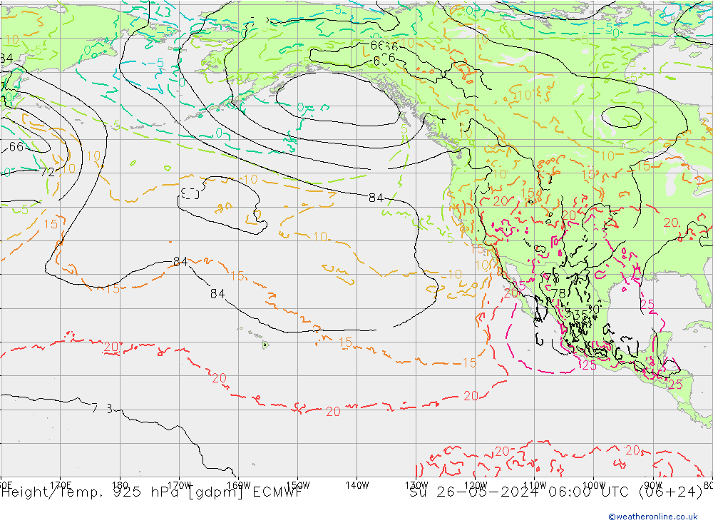 Height/Temp. 925 hPa ECMWF Su 26.05.2024 06 UTC