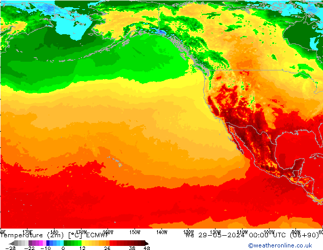 Temperatura (2m) ECMWF mié 29.05.2024 00 UTC