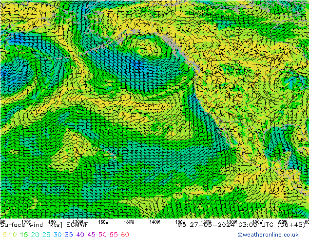Surface wind ECMWF Mo 27.05.2024 03 UTC