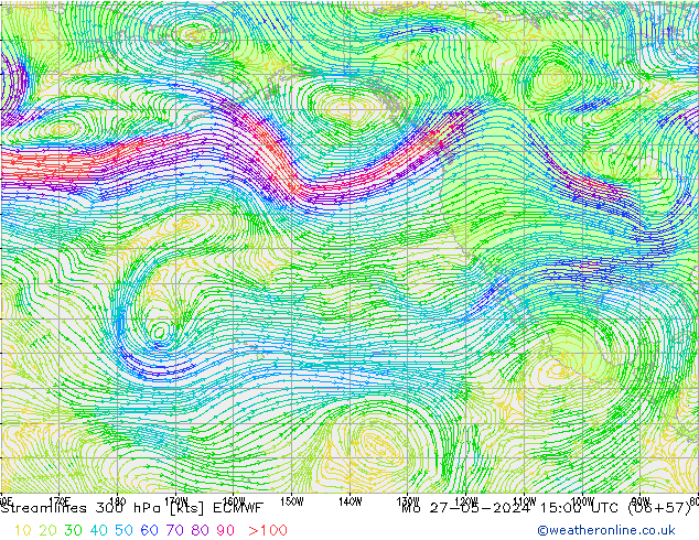 Streamlines 300 hPa ECMWF Mo 27.05.2024 15 UTC