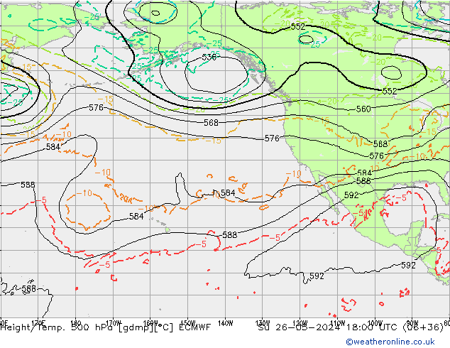 Z500/Rain (+SLP)/Z850 ECMWF Su 26.05.2024 18 UTC