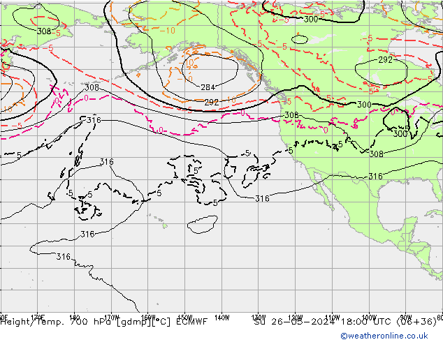 Hoogte/Temp. 700 hPa ECMWF zo 26.05.2024 18 UTC