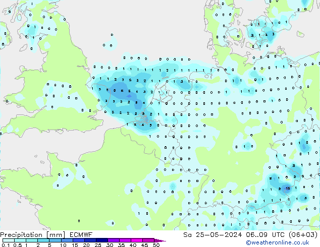 Niederschlag ECMWF Sa 25.05.2024 09 UTC