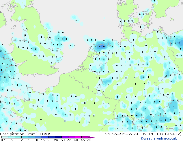 Precipitation ECMWF Sa 25.05.2024 18 UTC