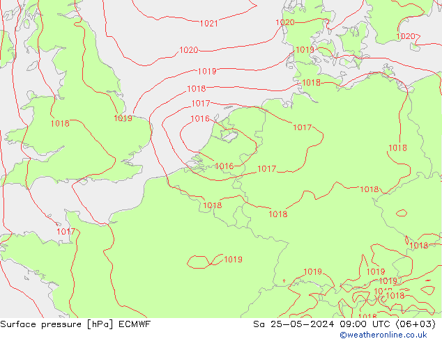 pressão do solo ECMWF Sáb 25.05.2024 09 UTC