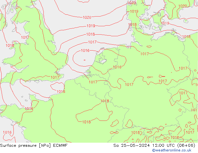 Bodendruck ECMWF Sa 25.05.2024 12 UTC