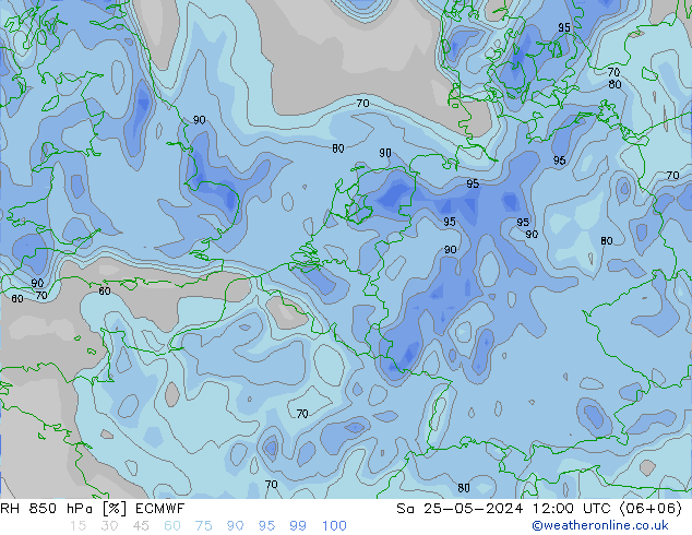 RH 850 hPa ECMWF Sa 25.05.2024 12 UTC