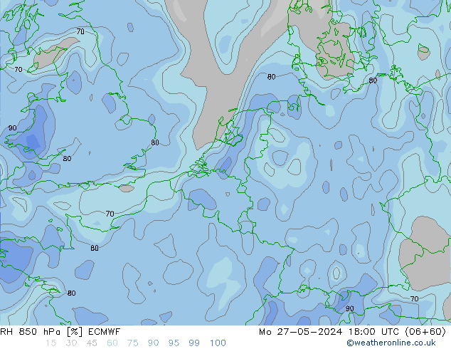 RH 850 hPa ECMWF Mo 27.05.2024 18 UTC