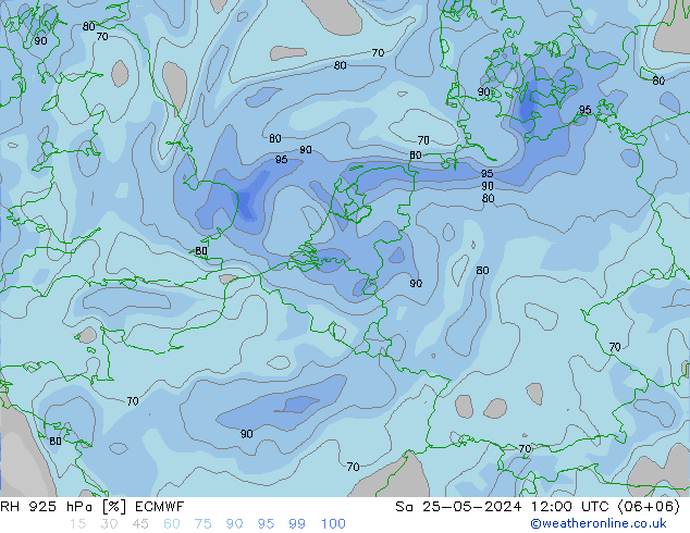 RH 925 hPa ECMWF Sa 25.05.2024 12 UTC